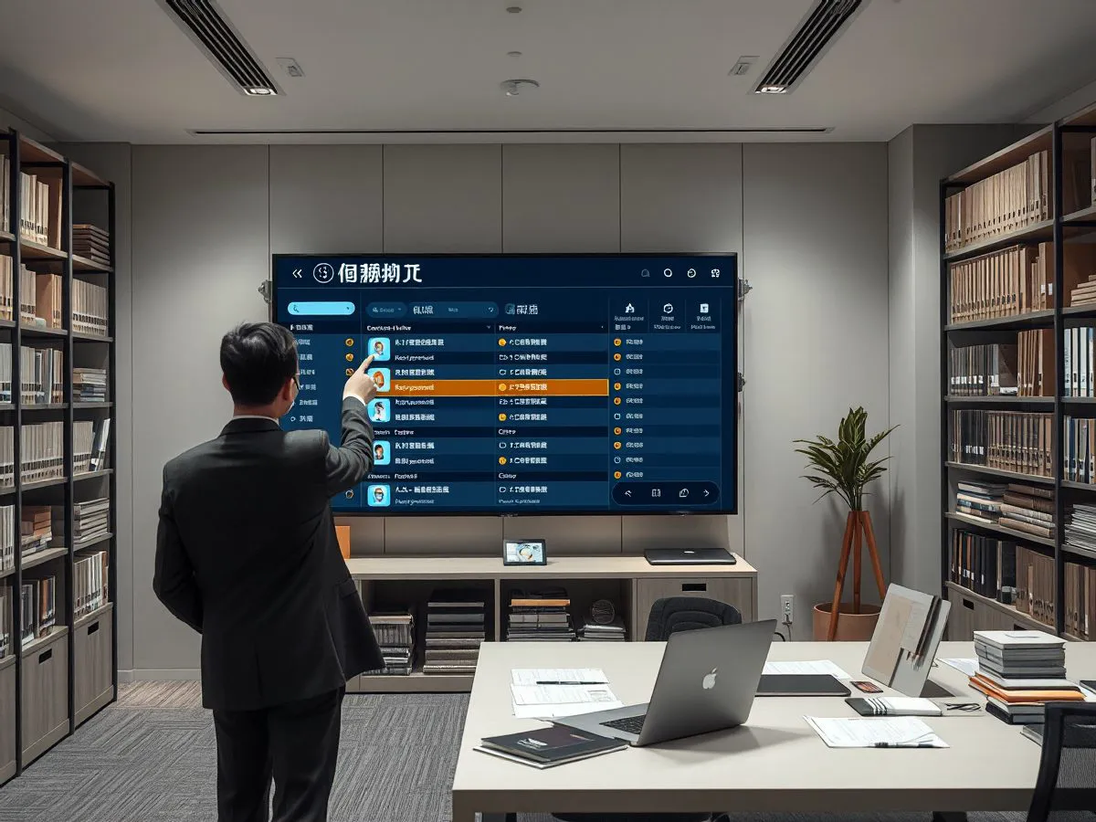 律师在办公室使用档案查询系统快速检索案卷